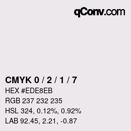 カラーコード: CMYK 0 / 2 / 1 / 7 | qconv.com