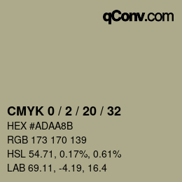 カラーコード: CMYK 0 / 2 / 20 / 32 | qconv.com