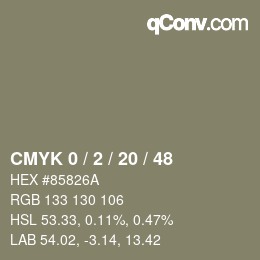 カラーコード: CMYK 0 / 2 / 20 / 48 | qconv.com