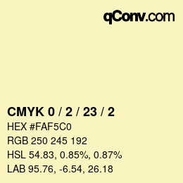 カラーコード: CMYK 0 / 2 / 23 / 2 | qconv.com