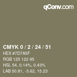 カラーコード: CMYK 0 / 2 / 24 / 51 | qconv.com