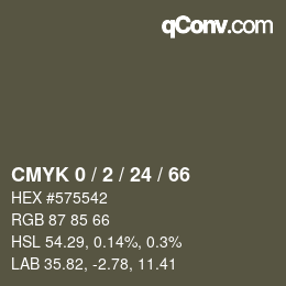 カラーコード: CMYK 0 / 2 / 24 / 66 | qconv.com