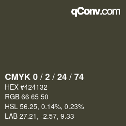カラーコード: CMYK 0 / 2 / 24 / 74 | qconv.com