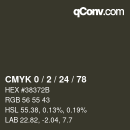 カラーコード: CMYK 0 / 2 / 24 / 78 | qconv.com