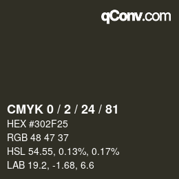 カラーコード: CMYK 0 / 2 / 24 / 81 | qconv.com