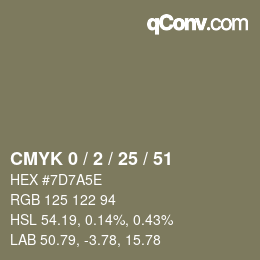 カラーコード: CMYK 0 / 2 / 25 / 51 | qconv.com