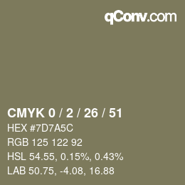 Farbcode: CMYK 0 / 2 / 26 / 51 | qconv.com