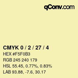 カラーコード: CMYK 0 / 2 / 27 / 4 | qconv.com