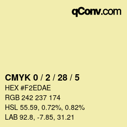 Color code: CMYK 0 / 2 / 28 / 5 | qconv.com