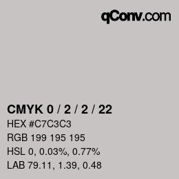 Farbcode: CMYK 0 / 2 / 2 / 22 | qconv.com