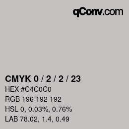 颜色代码: CMYK 0 / 2 / 2 / 23 | qconv.com