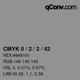 Color code: CMYK 0 / 2 / 2 / 42 | qconv.com