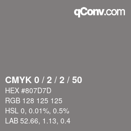 Color code: CMYK 0 / 2 / 2 / 50 | qconv.com