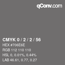 カラーコード: CMYK 0 / 2 / 2 / 56 | qconv.com