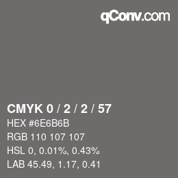 Color code: CMYK 0 / 2 / 2 / 57 | qconv.com