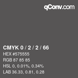 Color code: CMYK 0 / 2 / 2 / 66 | qconv.com