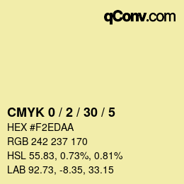 カラーコード: CMYK 0 / 2 / 30 / 5 | qconv.com