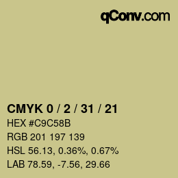 カラーコード: CMYK 0 / 2 / 31 / 21 | qconv.com