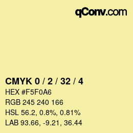 カラーコード: CMYK 0 / 2 / 32 / 4 | qconv.com