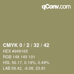 カラーコード: CMYK 0 / 2 / 32 / 42 | qconv.com