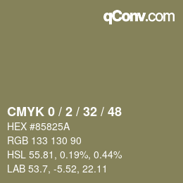 カラーコード: CMYK 0 / 2 / 32 / 48 | qconv.com