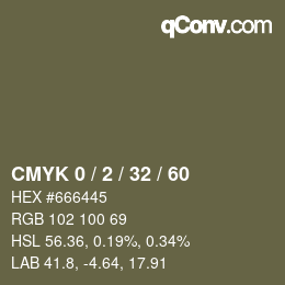 カラーコード: CMYK 0 / 2 / 32 / 60 | qconv.com