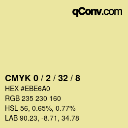 Farbcode: CMYK 0 / 2 / 32 / 8 | qconv.com