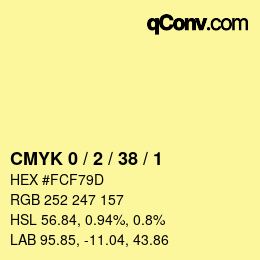 カラーコード: CMYK 0 / 2 / 38 / 1 | qconv.com
