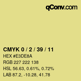 カラーコード: CMYK 0 / 2 / 39 / 11 | qconv.com