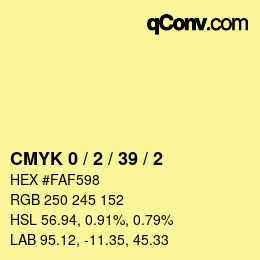 Color code: CMYK 0 / 2 / 39 / 2 | qconv.com