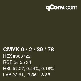 Color code: CMYK 0 / 2 / 39 / 78 | qconv.com