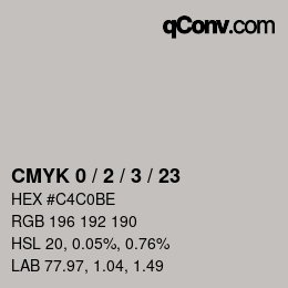 カラーコード: CMYK 0 / 2 / 3 / 23 | qconv.com