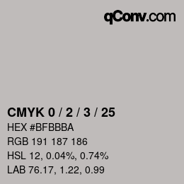 カラーコード: CMYK 0 / 2 / 3 / 25 | qconv.com