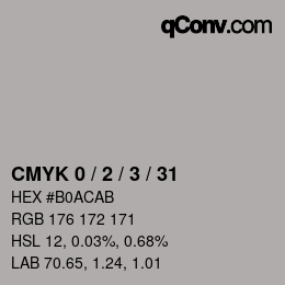 颜色代码: CMYK 0 / 2 / 3 / 31 | qconv.com
