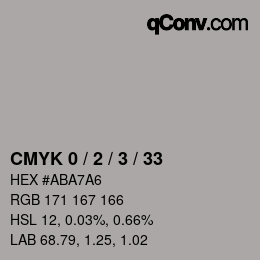 カラーコード: CMYK 0 / 2 / 3 / 33 | qconv.com