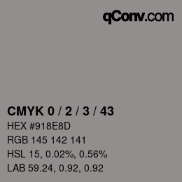 颜色代码: CMYK 0 / 2 / 3 / 43 | qconv.com