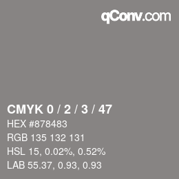 カラーコード: CMYK 0 / 2 / 3 / 47 | qconv.com