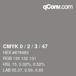 カラーコード: CMYK 0 / 2 / 3 / 47 | qconv.com