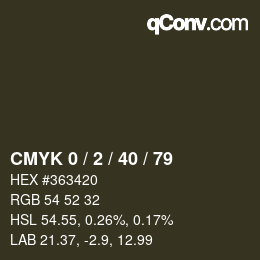 カラーコード: CMYK 0 / 2 / 40 / 79 | qconv.com