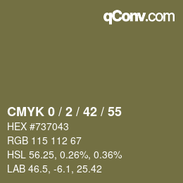 カラーコード: CMYK 0 / 2 / 42 / 55 | qconv.com