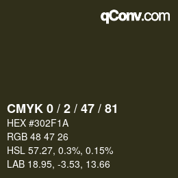 Farbcode: CMYK 0 / 2 / 47 / 81 | qconv.com