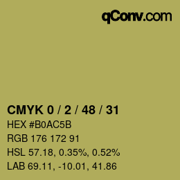 カラーコード: CMYK 0 / 2 / 48 / 31 | qconv.com
