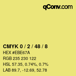 カラーコード: CMYK 0 / 2 / 48 / 8 | qconv.com