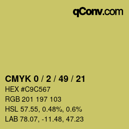 カラーコード: CMYK 0 / 2 / 49 / 21 | qconv.com