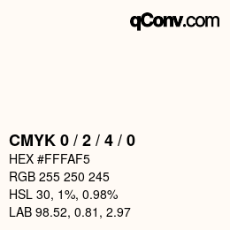 颜色代码: CMYK 0 / 2 / 4 / 0 | qconv.com