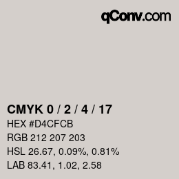 カラーコード: CMYK 0 / 2 / 4 / 17 | qconv.com