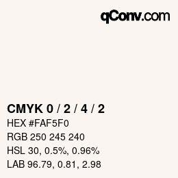 Farbcode: CMYK 0 / 2 / 4 / 2 | qconv.com