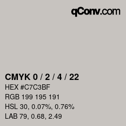 カラーコード: CMYK 0 / 2 / 4 / 22 | qconv.com