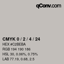 颜色代码: CMYK 0 / 2 / 4 / 24 | qconv.com
