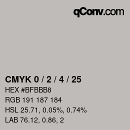カラーコード: CMYK 0 / 2 / 4 / 25 | qconv.com